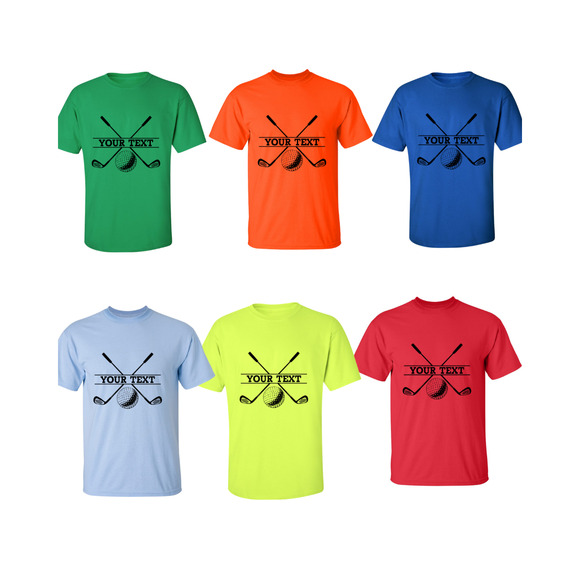 Personalized Golf Ball Crossed Clubs YOUR NAME Print Design T-Shirt - Picture 3 of 16